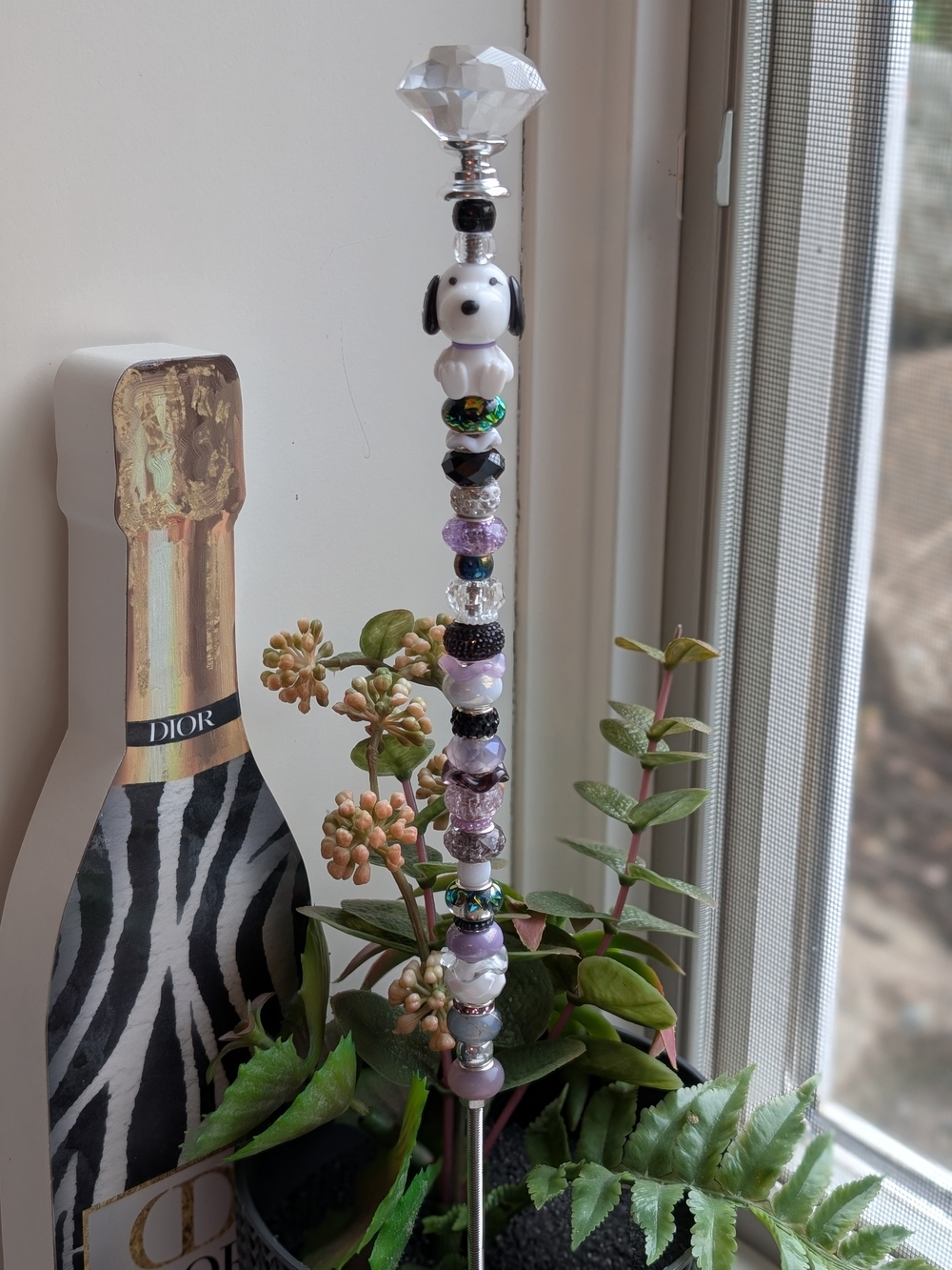 Hand Made Fairy Wand/Plant/Garden Stake W/Snoopy